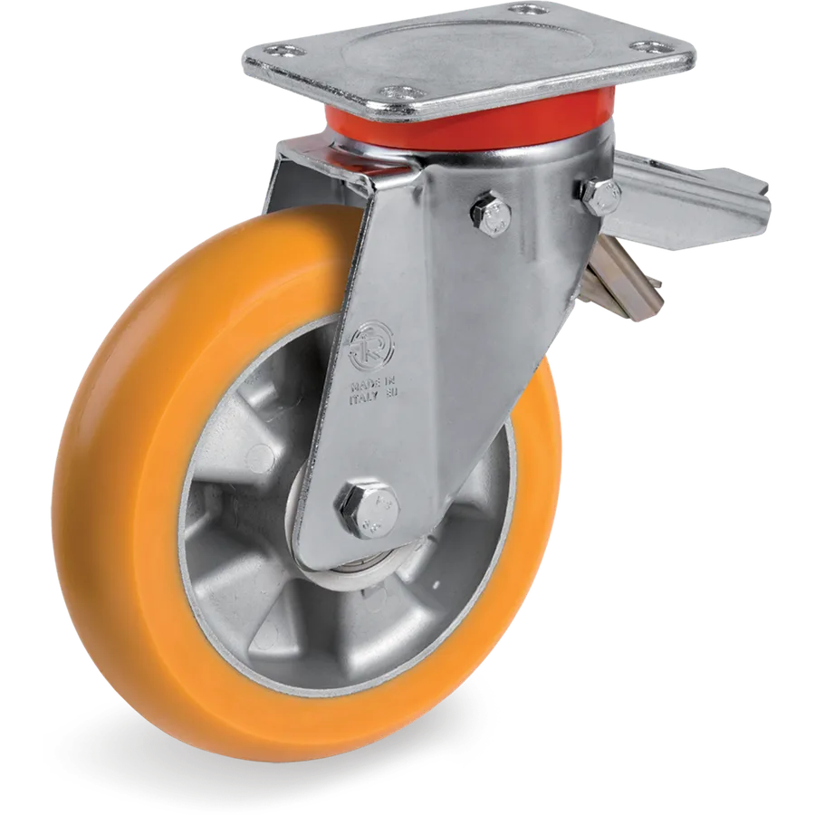 Tellure Rôta 656324 – Rueda giratoria de poliuretano TR Ø160×50 mm con freno
