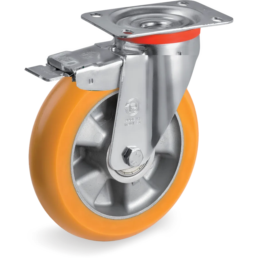 Tellure Rôta 656343 – Rueda giratoria de poliuretano TR Ø125×40 mm con freno