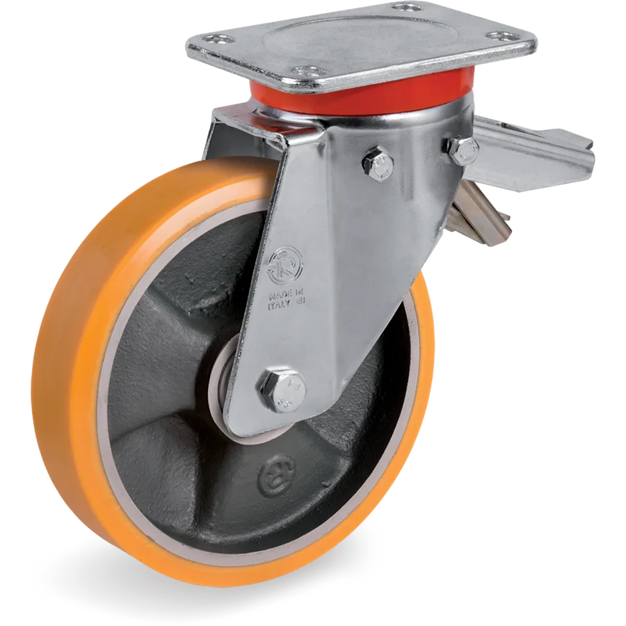 Tellure Rôta 656915 – Rueda giratoria de poliuretano TR Ø175×35 mm con freno