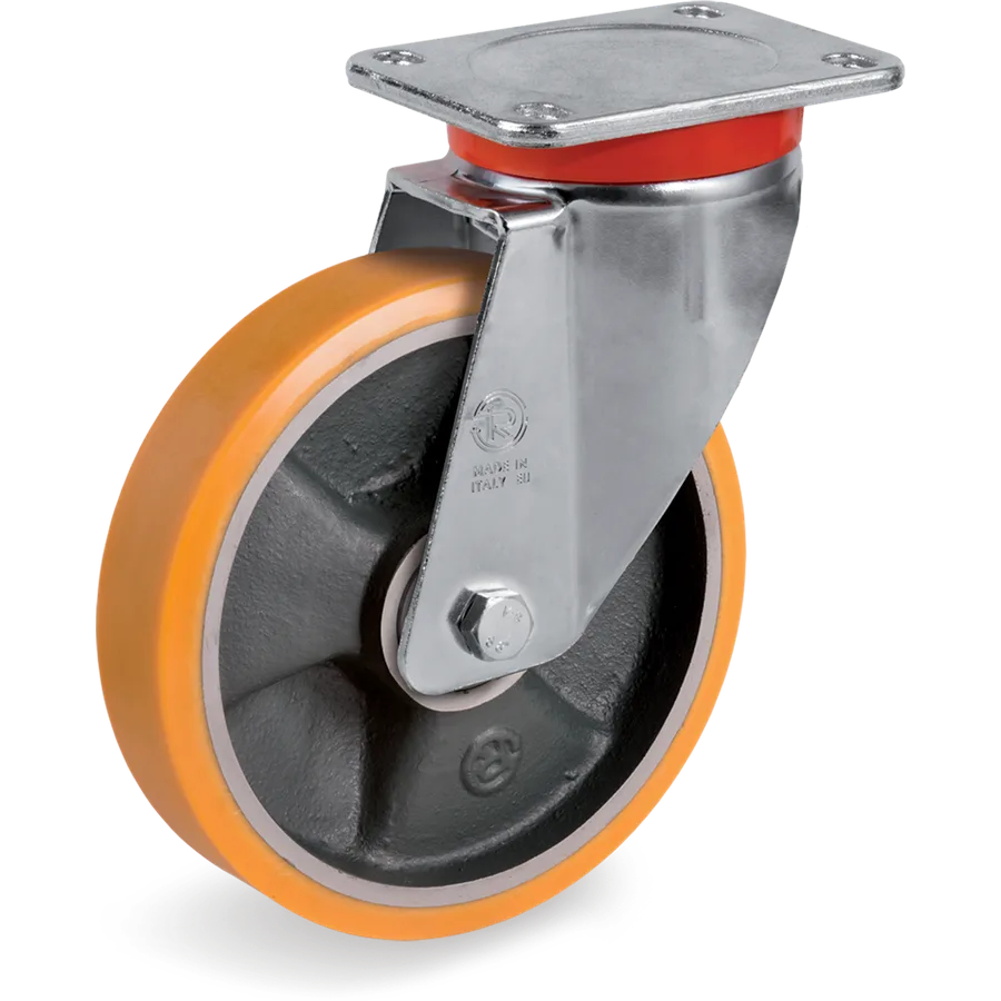 Tellure Rôta 657806 – Rueda giratoria de poliuretano TR Ø200×45 mm