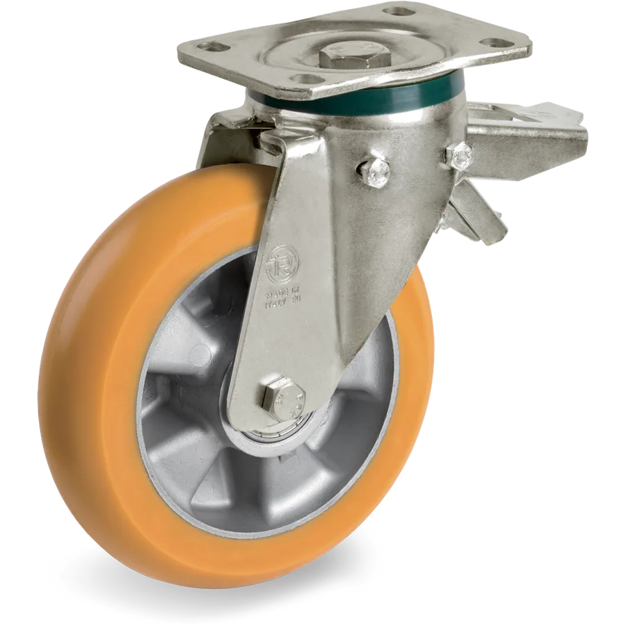 Tellure Rôta 656353 – Rueda giratoria de poliuretano TR Ø125×40 mm con freno
