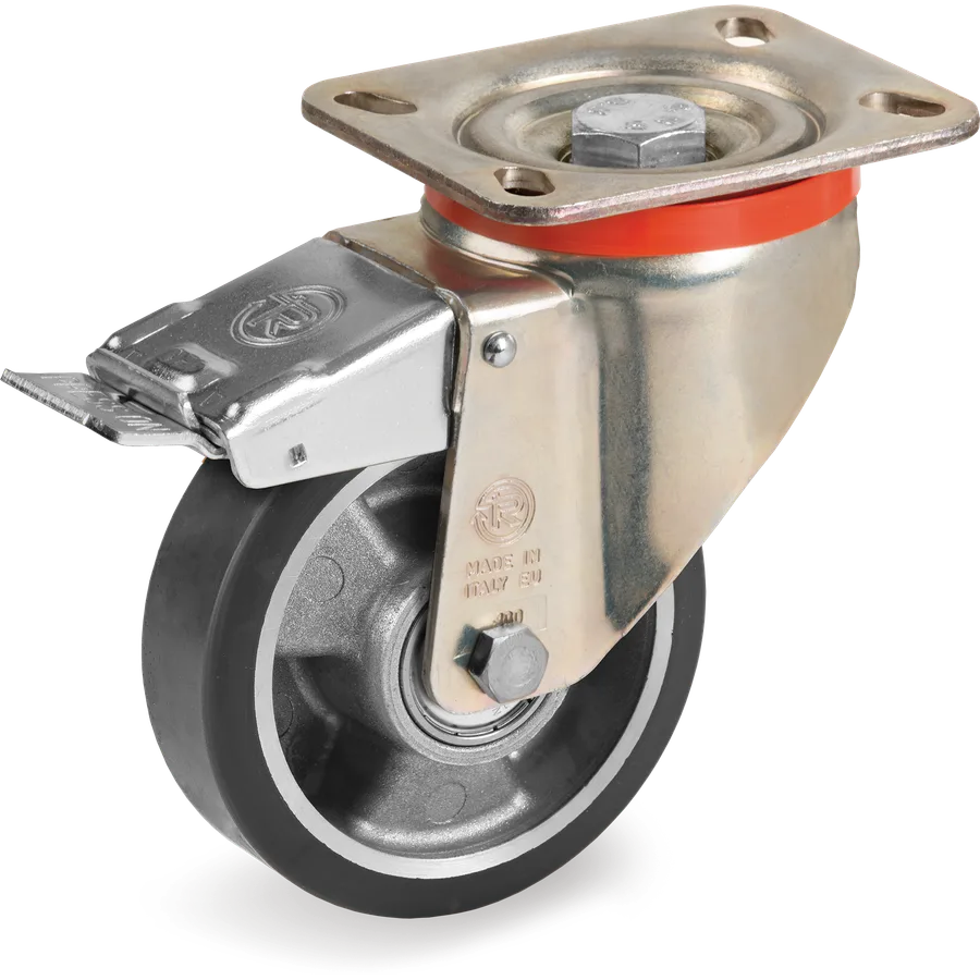 Tellure Rôta 656602ESD – Rueda giratoria de poliuretano TR ESD Ø100×30 mm con freno