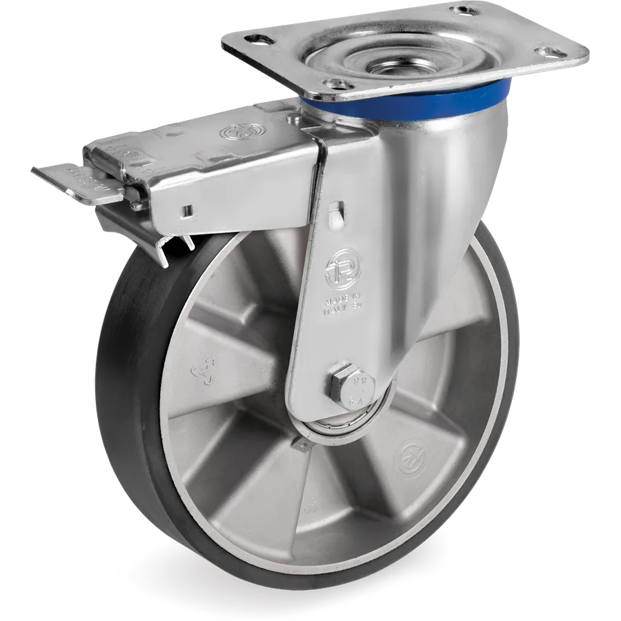 Tellure Rôta 659706ESD – Rueda giratoria de poliuretano TR ESD Ø200×50 mm con freno