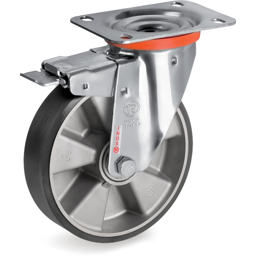 Tellure Rôta 655101ESD – Rueda giratoria de poliuretano TR ESD Ø80×25 mm con freno