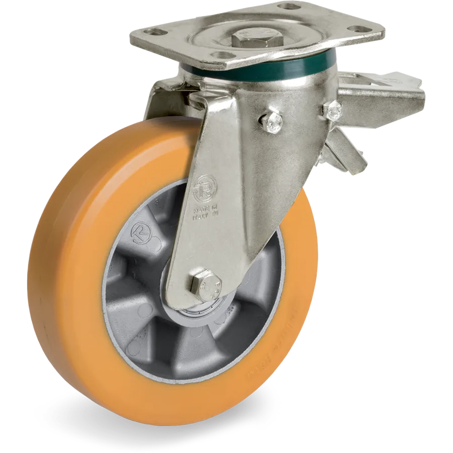 Tellure Rôta 655533 – Rueda giratoria de poliuretano TR Ø125×40 mm con freno