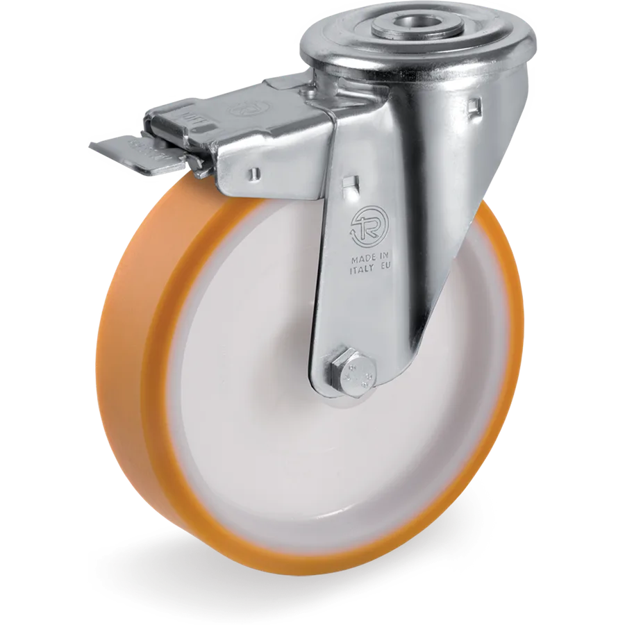 Tellure Rôta 666422 – Rueda giratoria de poliuretano TR Ø100×30 mm con freno