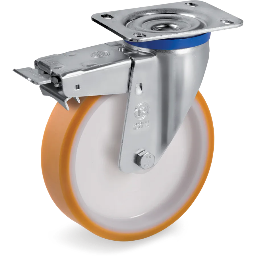 Tellure Rôta 668706 – Rueda giratoria de poliuretano TR Ø200×50 mm con freno