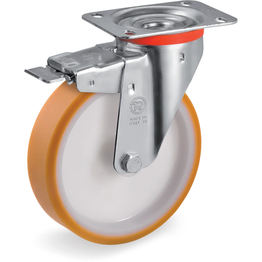 Tellure Rôta 666606 – Rueda giratoria de poliuretano TR Ø200×50 mm con freno