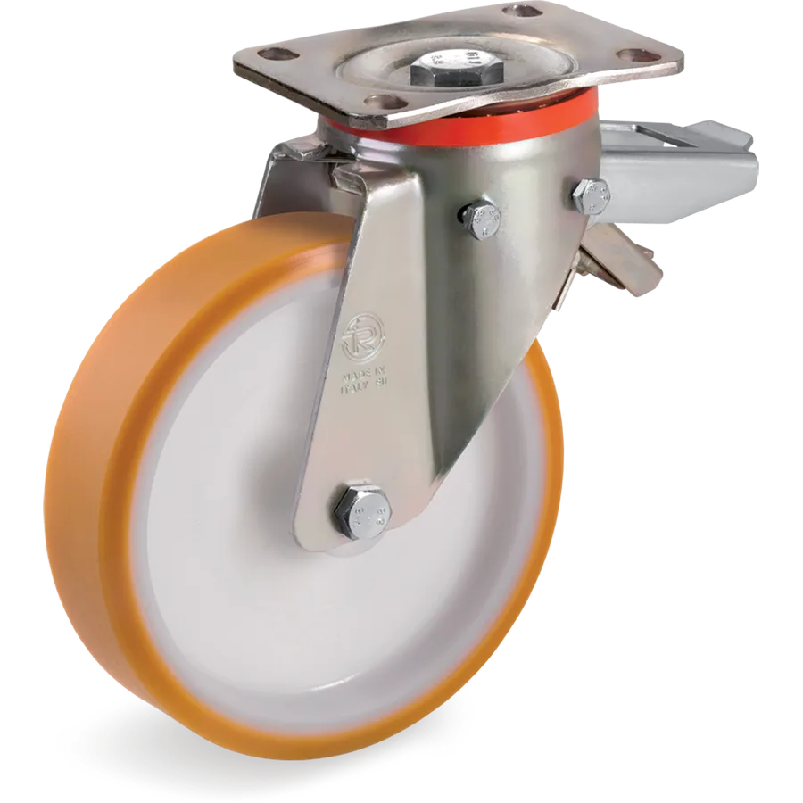 Tellure Rôta 669106 – Rueda giratoria de poliuretano TR Ø200×50 mm con freno