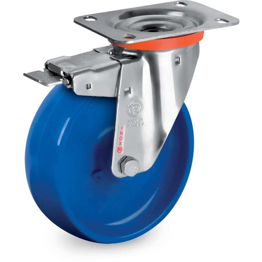 Tellure Rôta 689001BLU – Polyamide 6 swivel castor Ø80×30 mm with brake