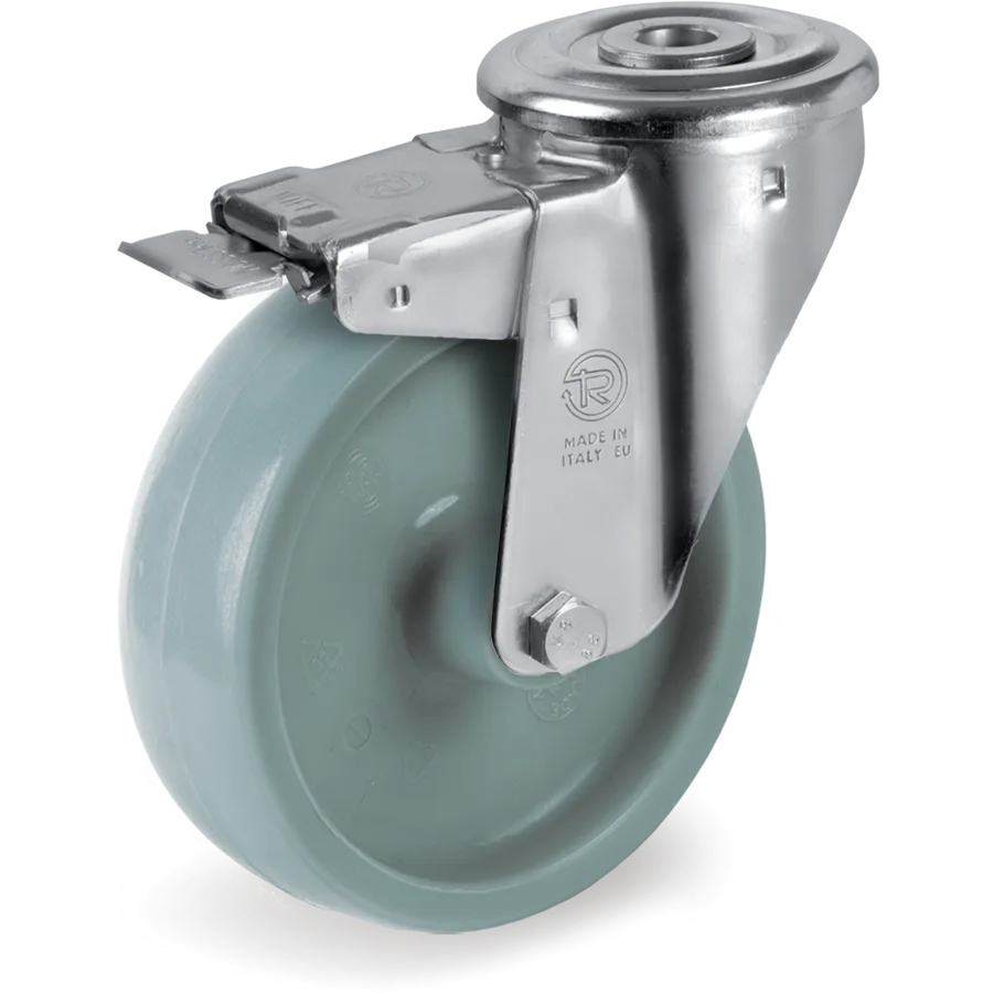 Tellure Rôta 686702GRY – Rueda giratoria de poliamida 6 Ø100×30 mm con freno