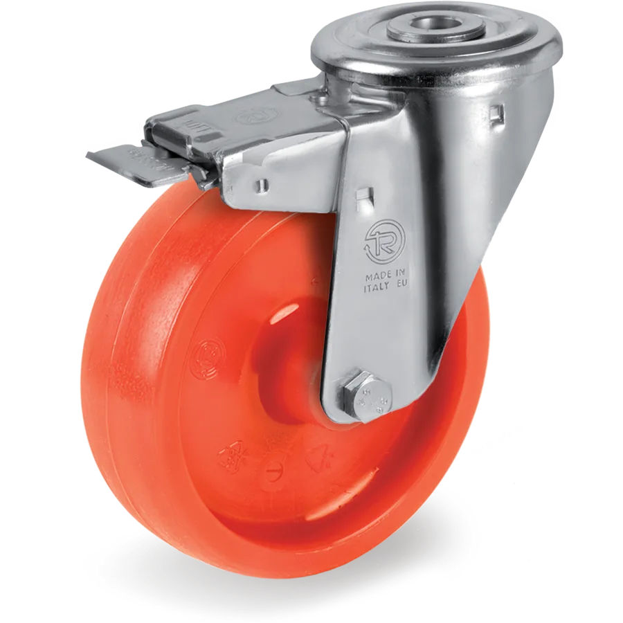 Tellure Rôta 686701ORA – Rueda giratoria de poliamida 6 Ø80×30 mm con freno