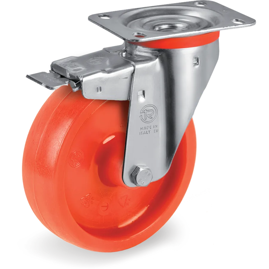 Tellure Rôta 686802ORA – Rueda giratoria de poliamida 6 Ø100×30 mm con freno