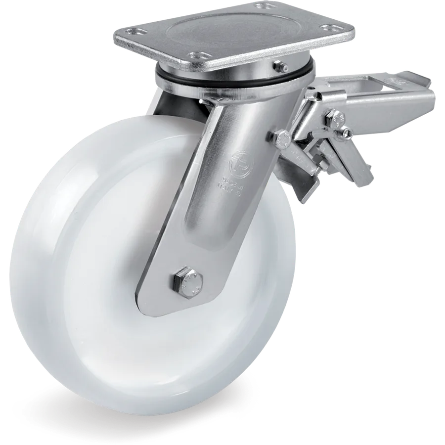 Tellure Rôta 688703B4 – Rueda giratoria de poliamida 6 Ø125×45 mm con freno