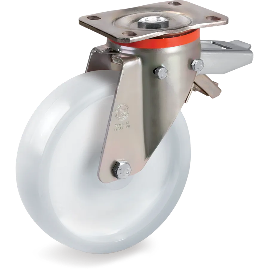 Tellure Rôta 686916 – Rueda giratoria de poliamida 6 Ø200×50 mm con freno