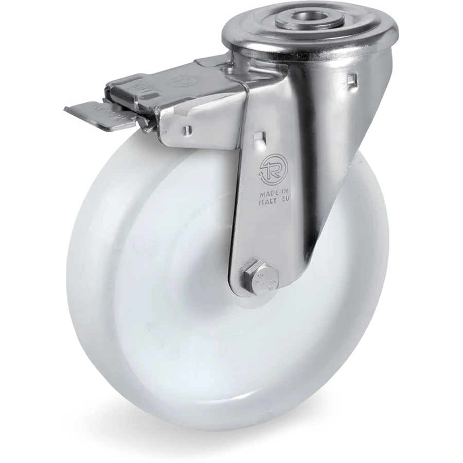 Tellure Rôta 686703 – Rueda giratoria de poliamida 6 Ø125×38 mm con freno