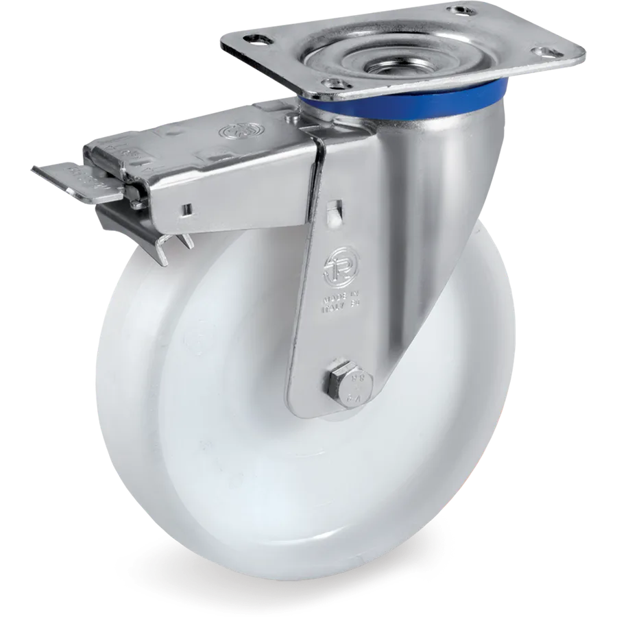 Tellure Rôta 688206 – Rueda giratoria de poliamida 6 Ø200×50 mm con freno