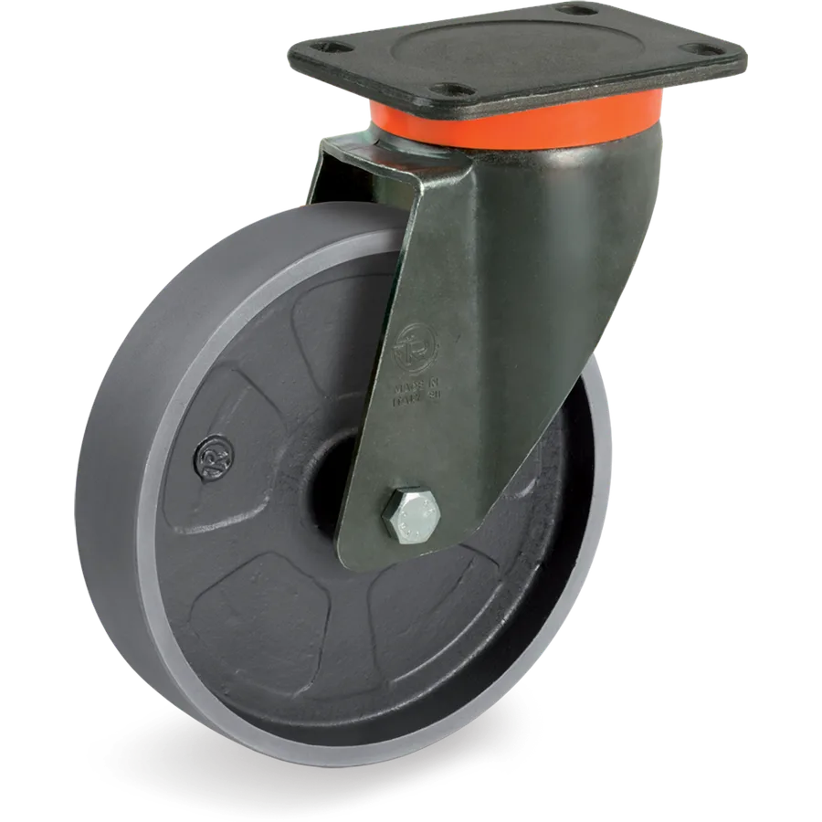 Tellure Rôta 697606 – Rueda giratoria de hierro fundido Ø200×50 mm