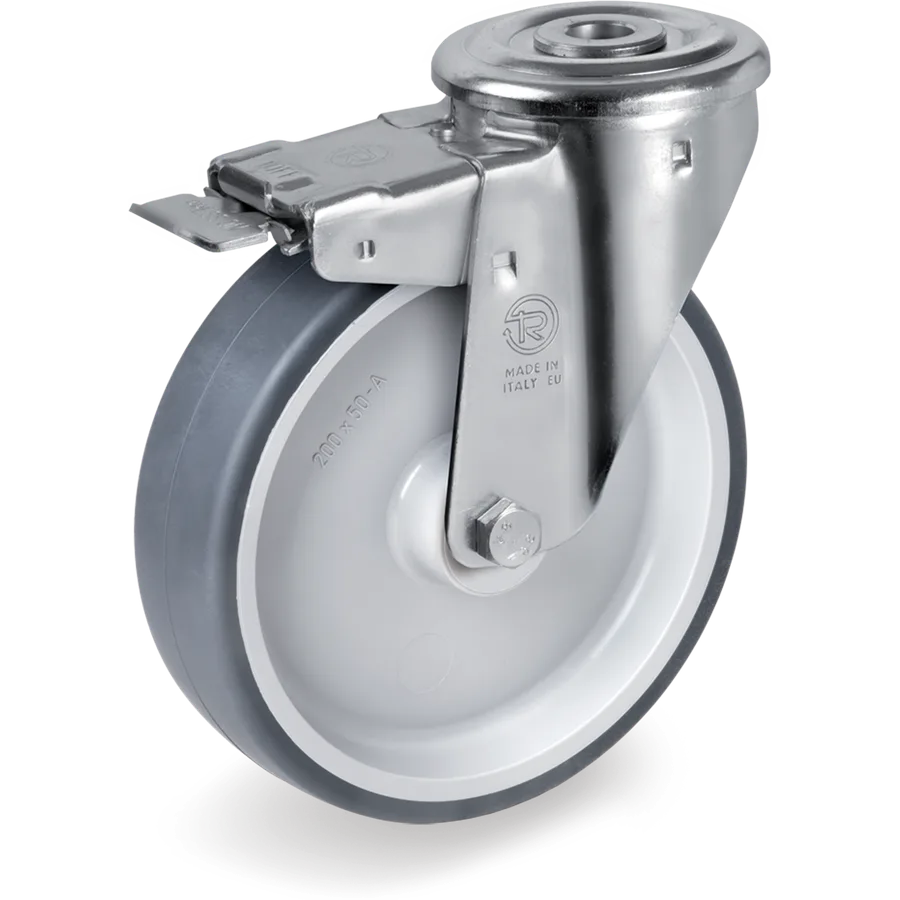 Tellure Rôta 716522 – Rueda giratoria de goma termoplástica Ø100×30 mm con freno