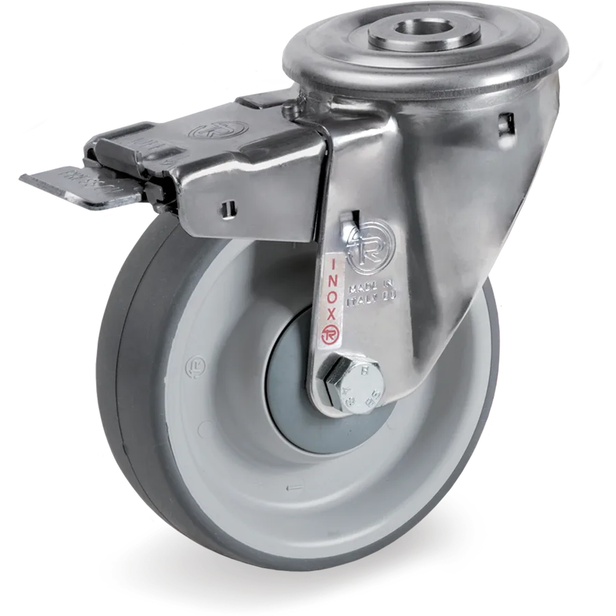 Tellure Rôta 716510 – Rueda giratoria de goma termoplástica Ø160×50 mm con freno