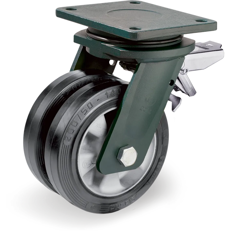 Tellure Rôta 728784 – Elastic rubber swivel castor Ø160 mm with brake