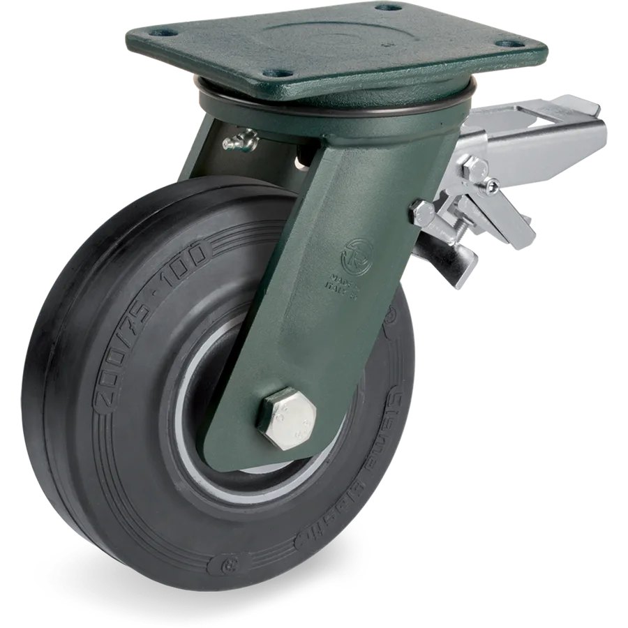 Tellure Rôta 729607 – Rueda giratoria de goma elástica Ø250×75 mm con freno