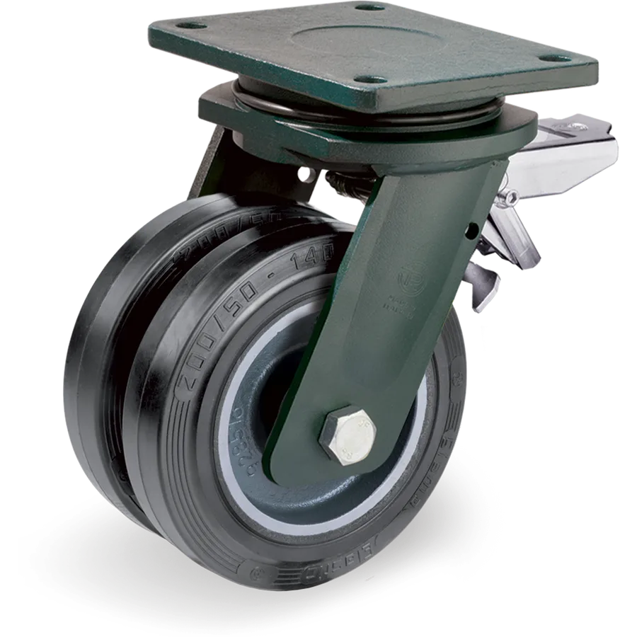 Tellure Rôta 728766 – Elastic rubber swivel castor Ø200 mm with brake