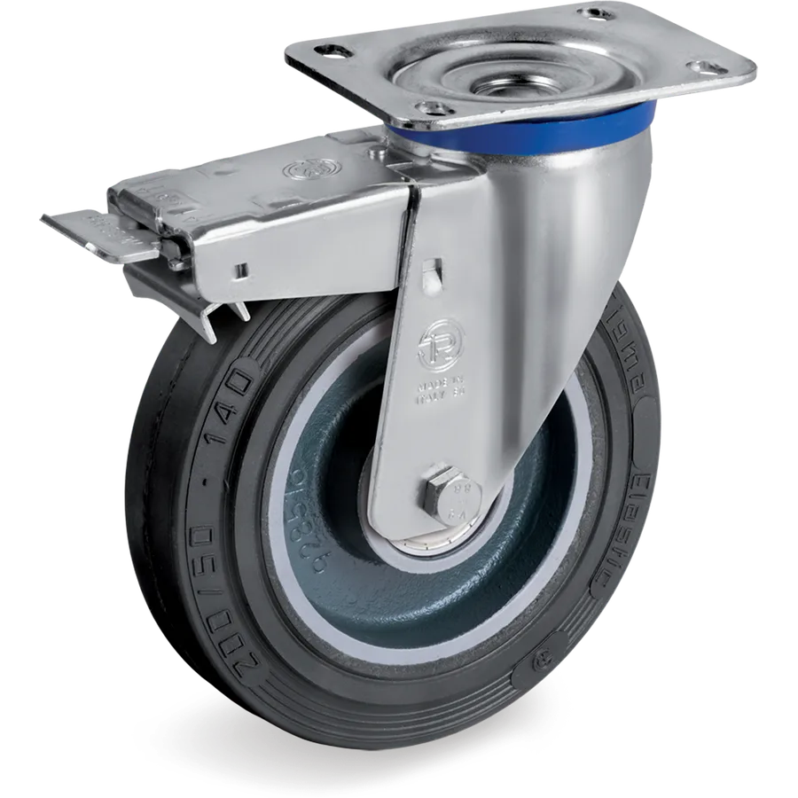 Tellure Rôta 727724 – Rueda giratoria de goma elástica Ø150×50 mm con freno