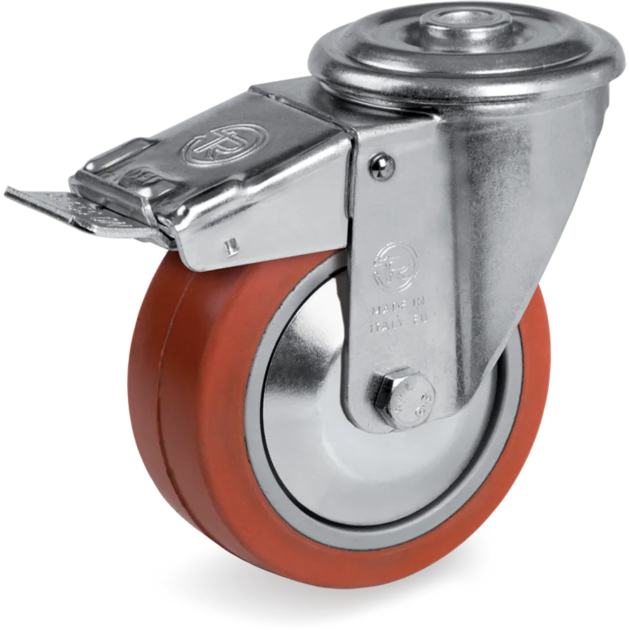 Tellure Rôta 727452PF – Rueda giratoria de goma silicónica Ø100×40 mm con freno