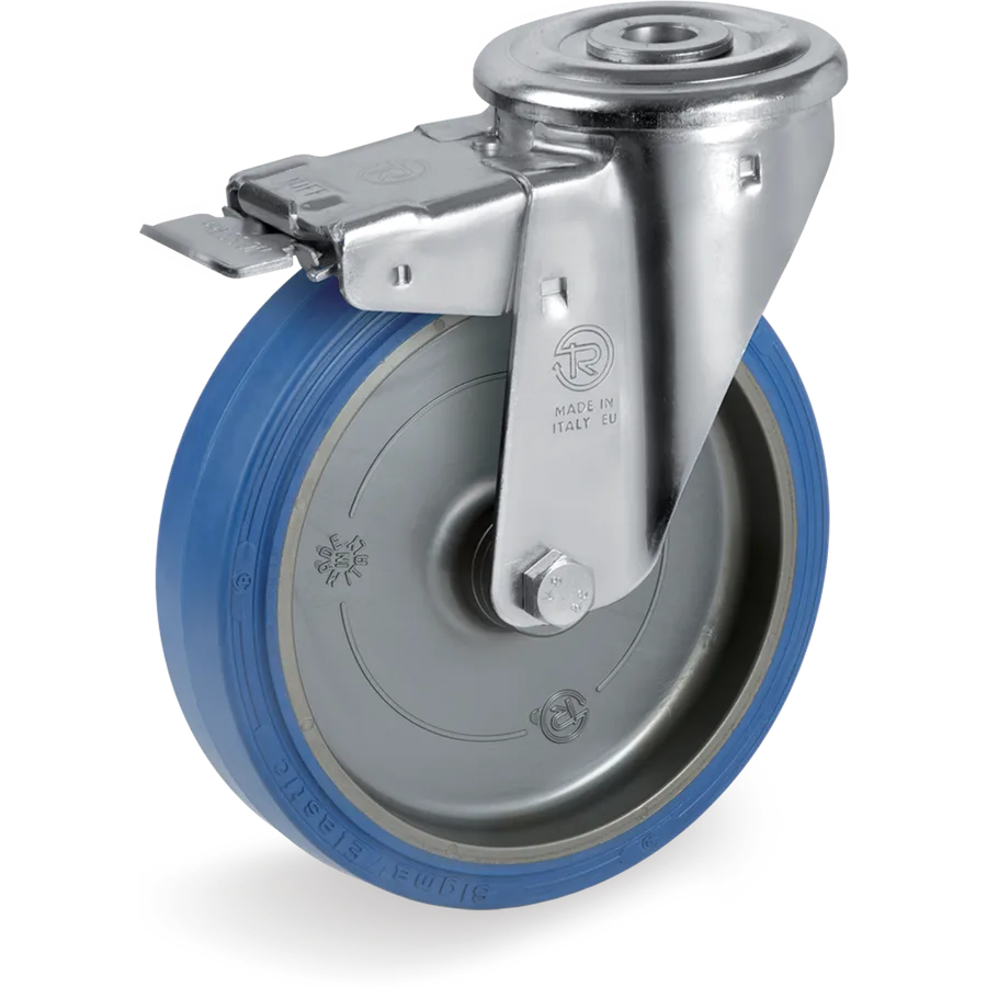 Tellure Rôta 738202 – Rueda giratoria de goma elástica Ø100×40 mm con freno