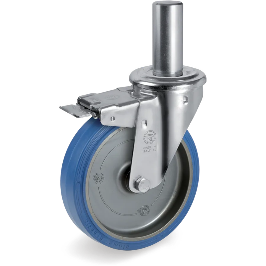 Tellure Rôta 738802 – Rueda giratoria de goma elástica Ø100×40 mm con freno