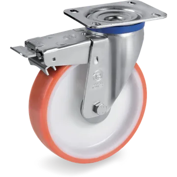 Rueda giratoria de poliuretano termoplástico Ø160×50 mm con freno