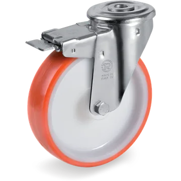 Rueda giratoria de poliuretano termoplástico Ø100×30 mm con freno