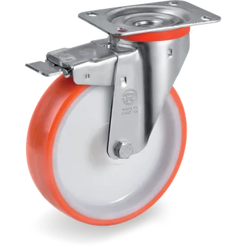 Rueda giratoria de poliuretano termoplástico Ø100×30 mm con freno