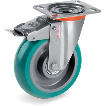 Rueda giratoria de poliuretano TR-Roll Ø125×40 mm con freno