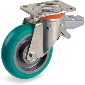 Rueda giratoria de poliuretano TR-Roll Ø200×50 mm con freno