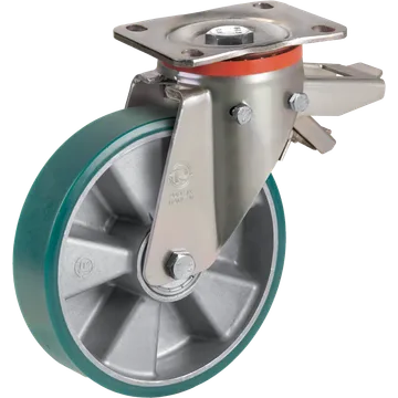 Rueda giratoria de poliuretano TR-Roll Ø200×50 mm con freno