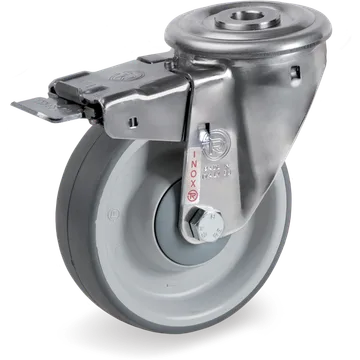 Rueda giratoria de goma termoplástica Ø150×45 mm con freno